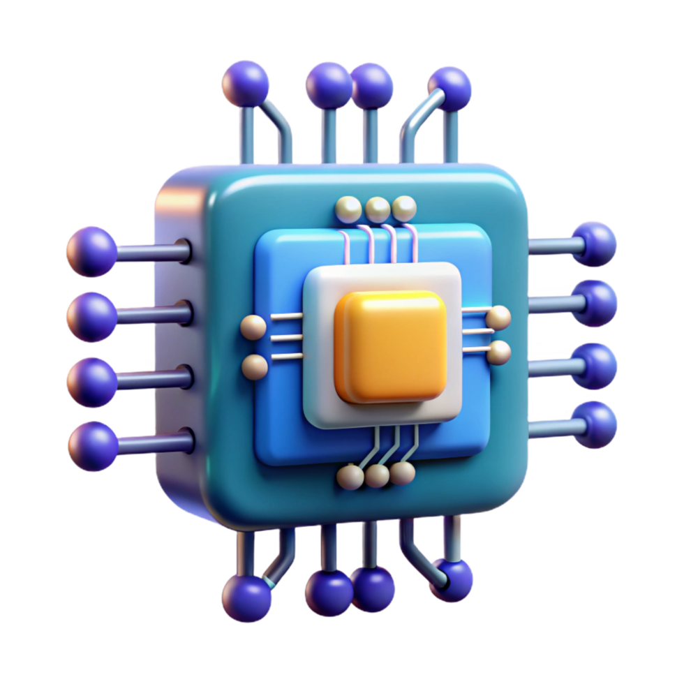 tranquil glorious Artificial intelligence, computer core, glowing circuitry. NO BACKGROUND with Transparent Background. professional png