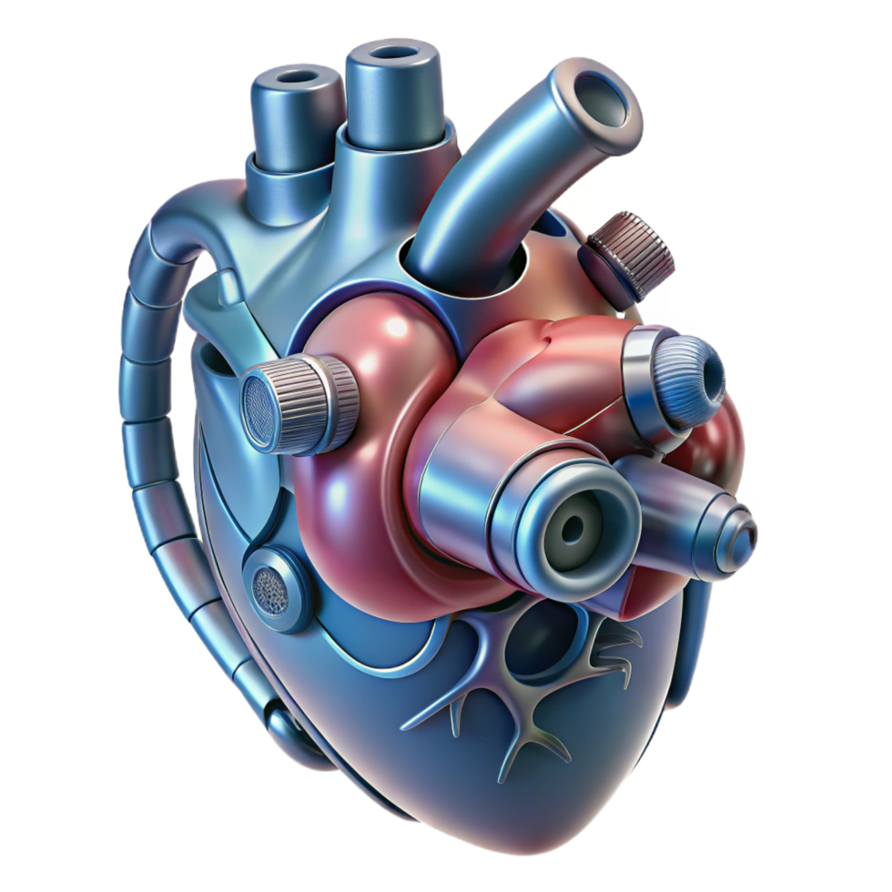 hypnotic exceptional Biomechanical heart, pulsating, intricate details. NO BACKGROUND with Transparent Background. png