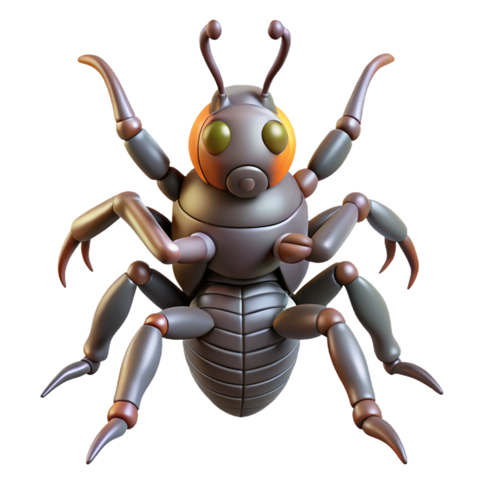 vibrant nostalgic classic Alien insect, chitinous exoskeleton, multiple legs. NO BACKGROUND with Transparent Background. crisp png