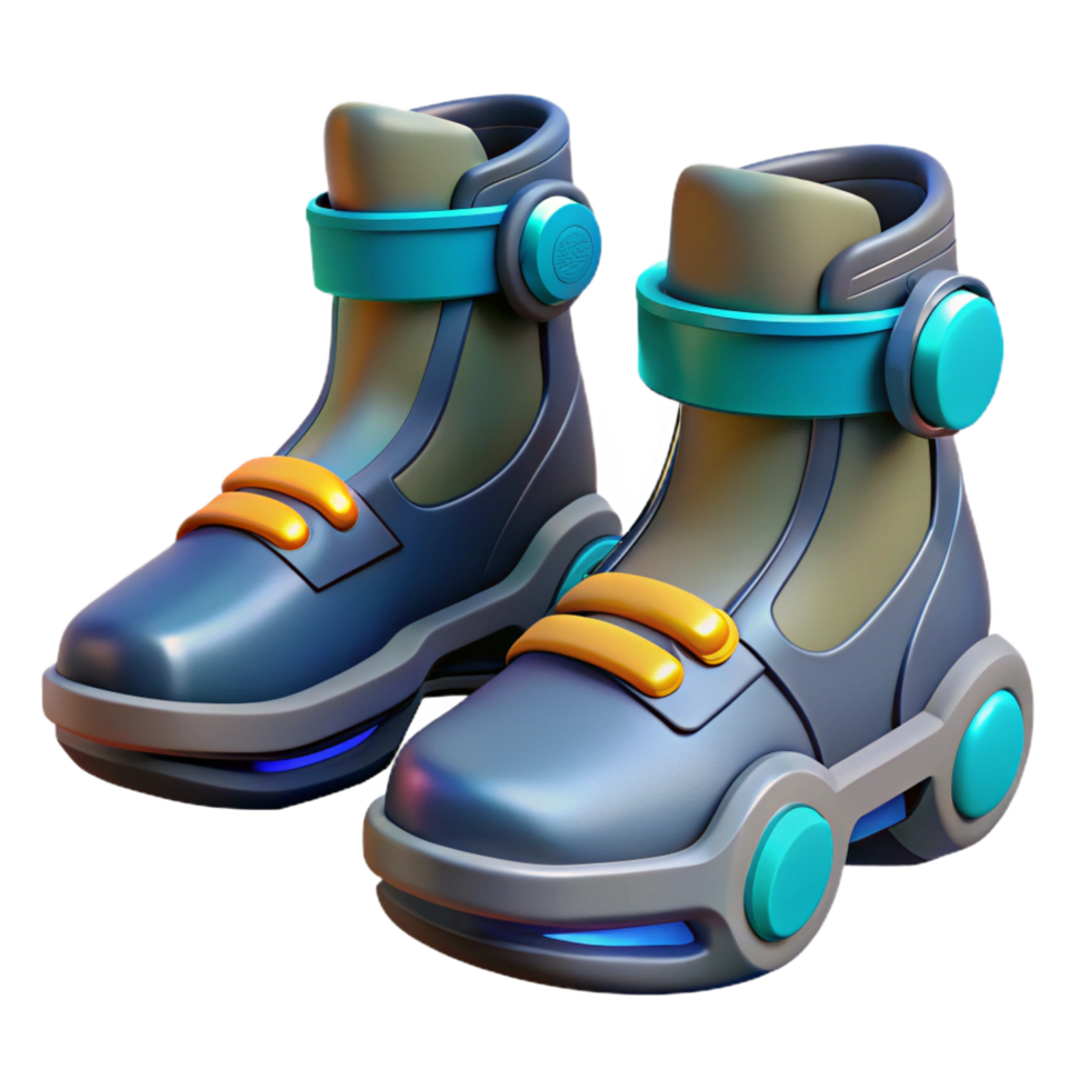 splendid timeless Gravity boots, magnetic soles, futuristic footwear. NO BACKGROUND with Transparent Background. png
