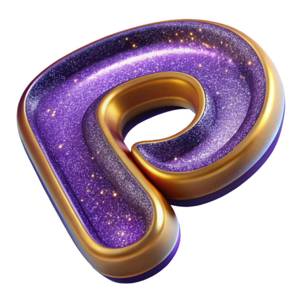 serene abstract Purple Outline Letter P Isolated Element premium png