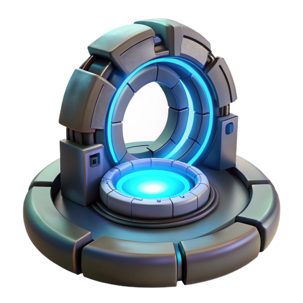 dreamy glorious Teleportation device, glowing portal, futuristic technology. NO BACKGROUND with Transparent Background. premium png