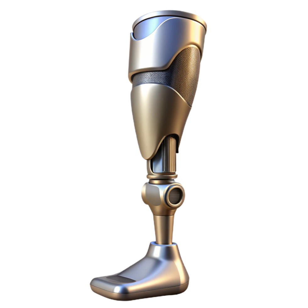 spectacular bold victorian Bionic leg, metallic structure, prosthetic limb. NO BACKGROUND with Transparent Background. flawless png