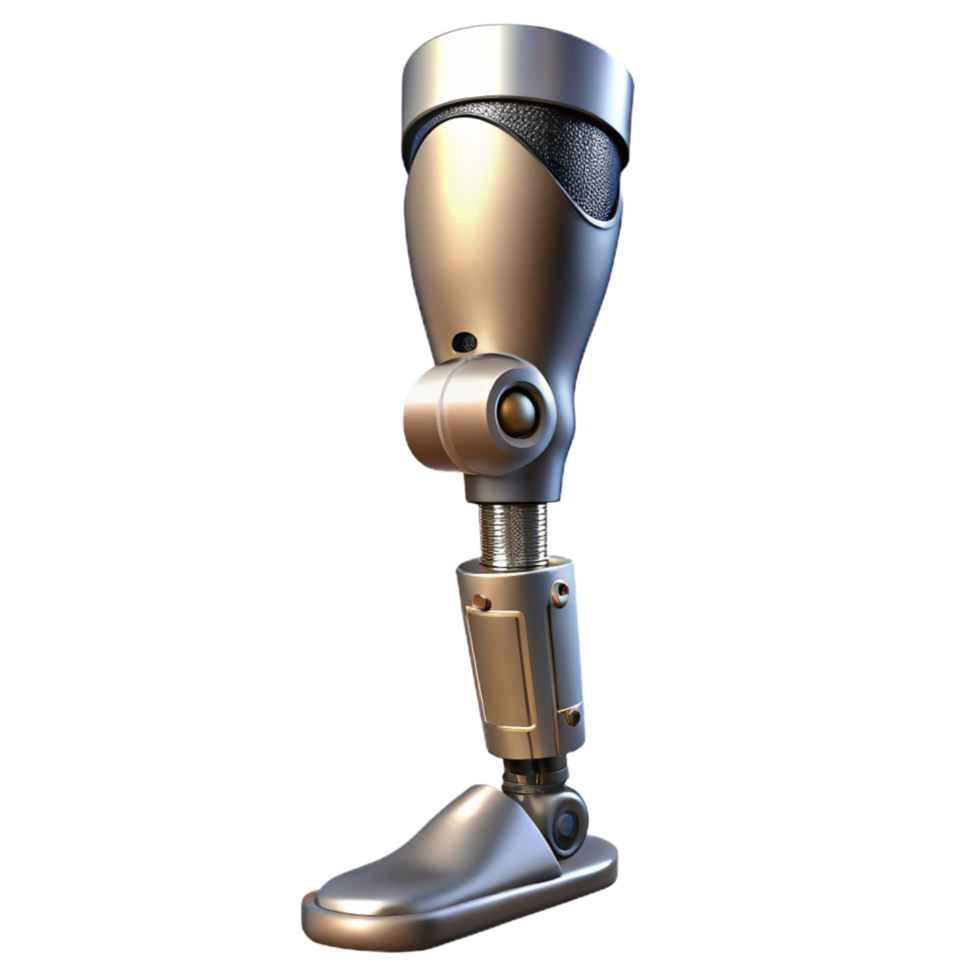 intense elegant Bionic leg, metallic structure, prosthetic limb. NO BACKGROUND with Transparent Background. flawless png