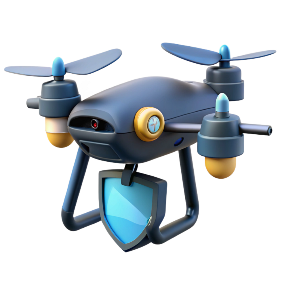 captivating ethereal nordic Security drone, armed, flying surveillance. NO BACKGROUND with Transparent Background. high quality png