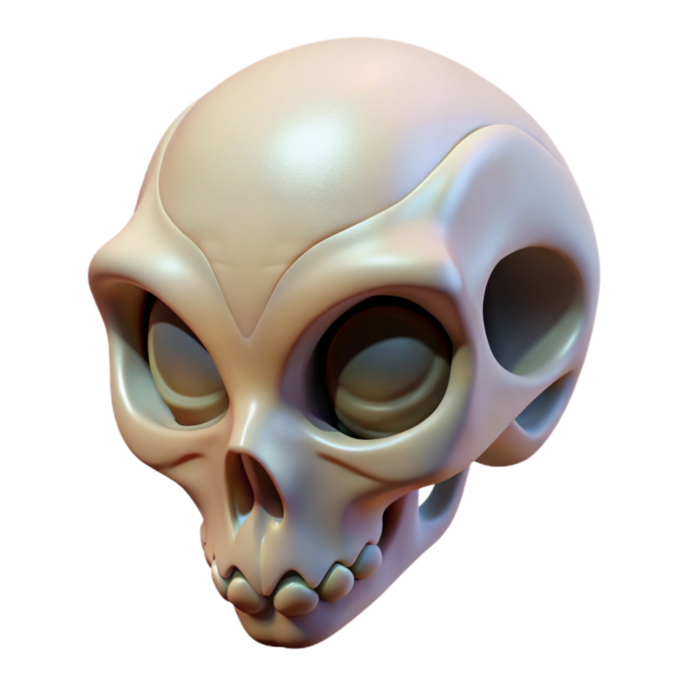 unforgettable coastal Alien skull, unusual shape, bone structure. NO BACKGROUND with Transparent Background. 8K png