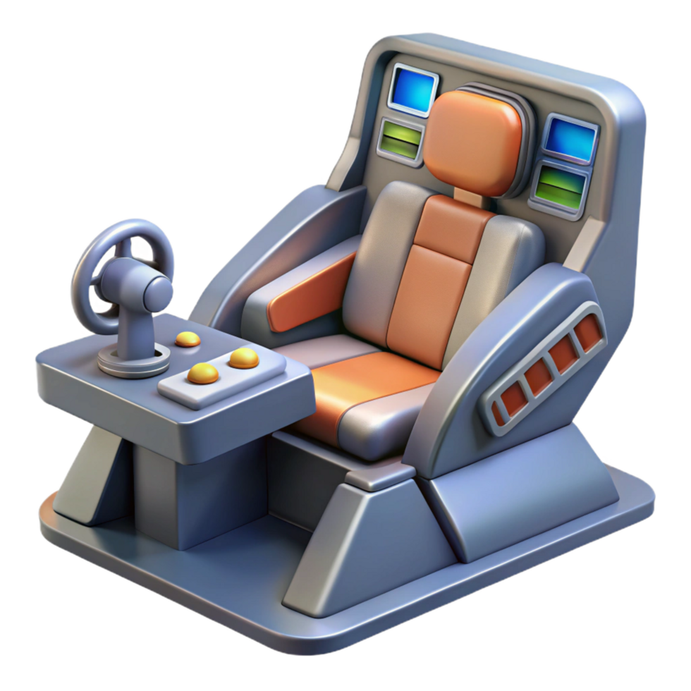 unparalleled avant-garde Spaceship cockpit, pilot seat, control panel. NO BACKGROUND with Transparent Background. precision png