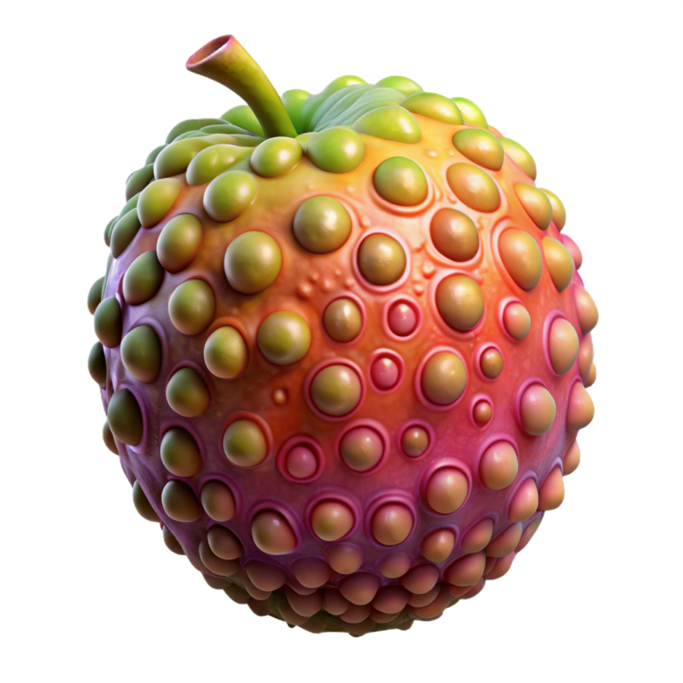 timeless art deco Alien fruit, strange colors, unusual texture. NO BACKGROUND with Transparent Background. fine detail png