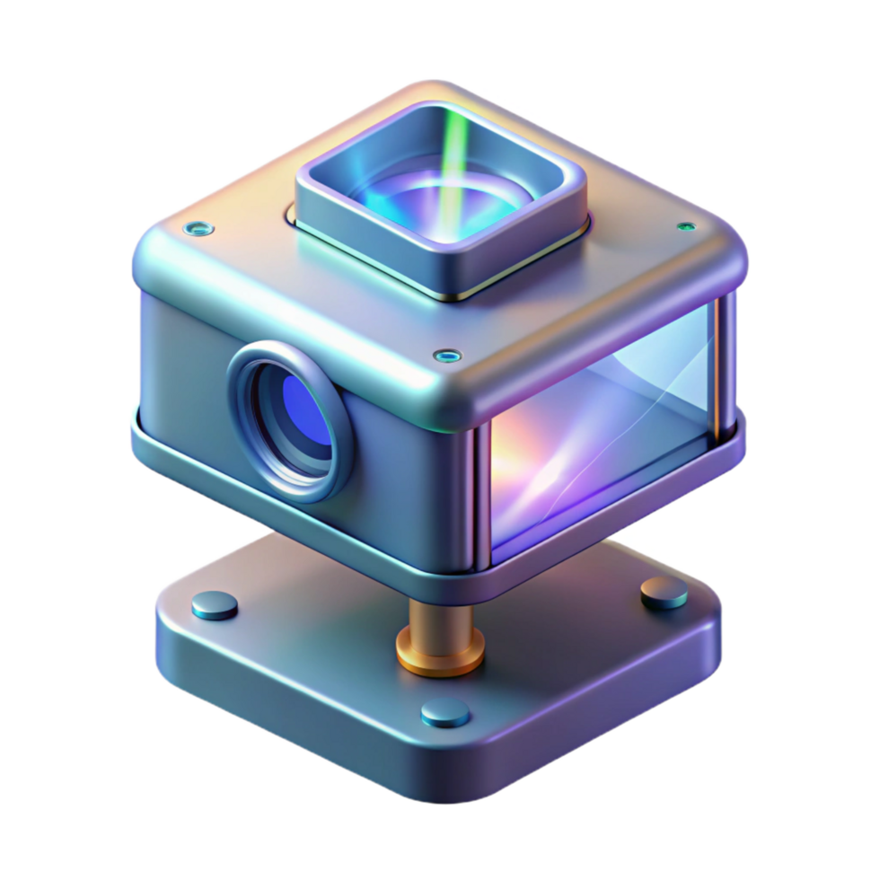coveted renaissance Holographic projector, futuristic device, 3D image display. NO BACKGROUND with Transparent Background. high quality png