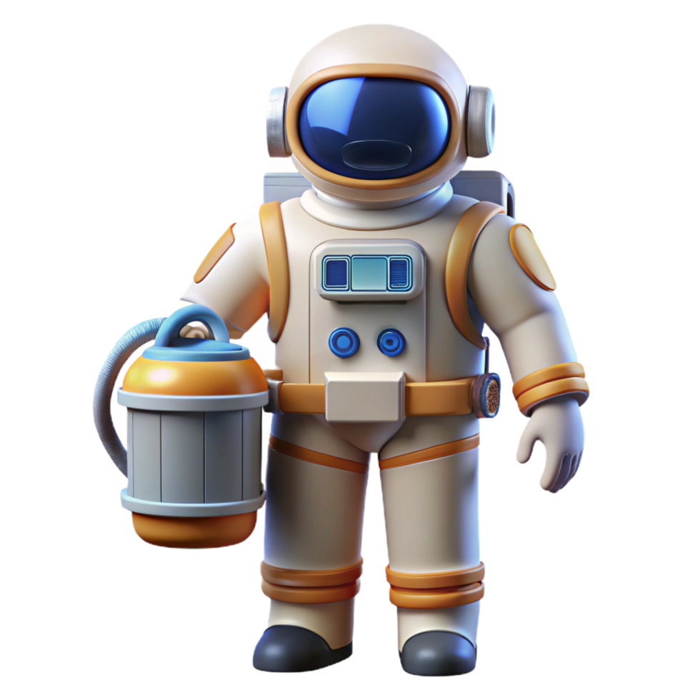 melancholic fascinating Space suit, astronaut gear, life support system. NO BACKGROUND with Transparent Background. original png