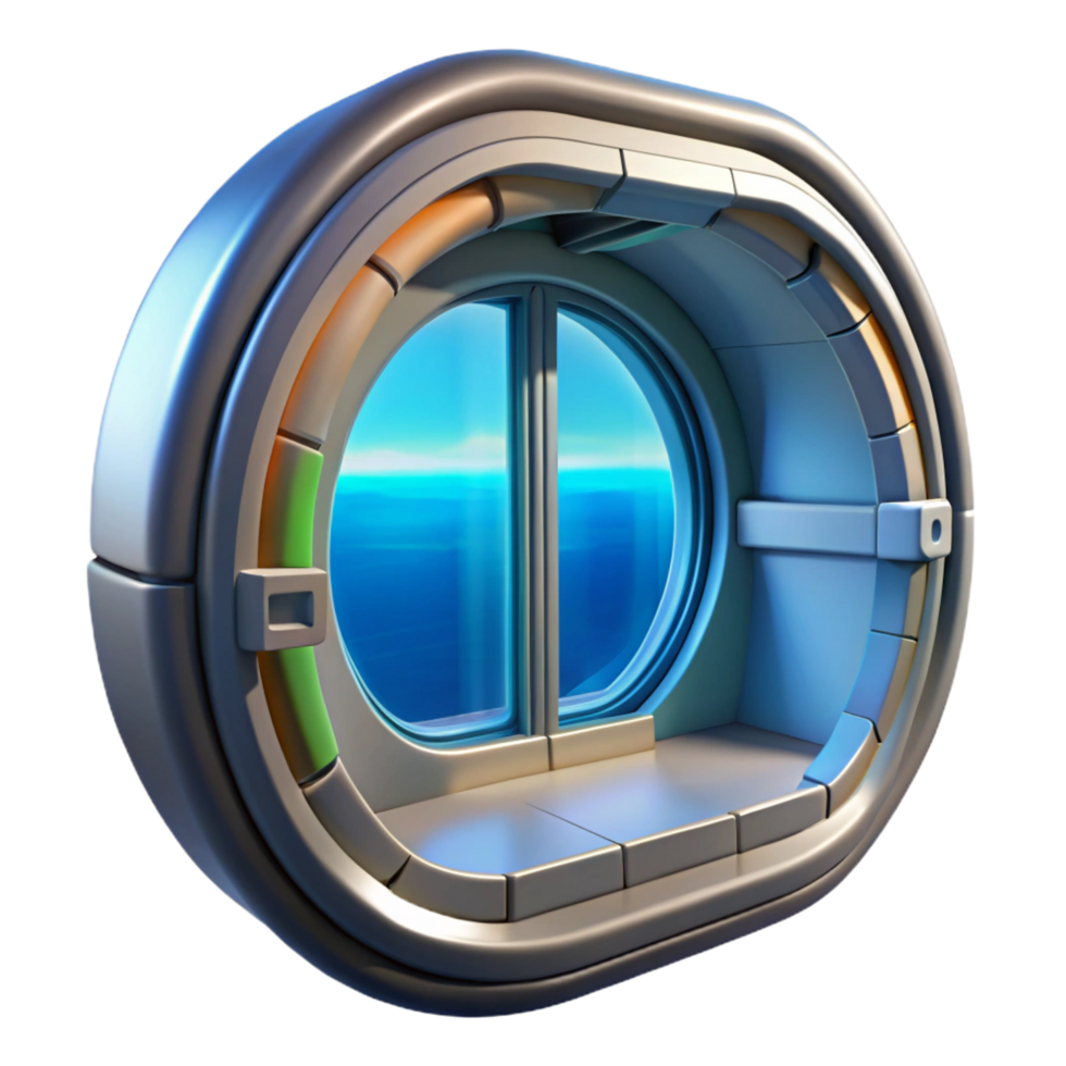 passionate splendid Spaceship window, futuristic design, panoramic view. NO BACKGROUND with Transparent Background. detailed png