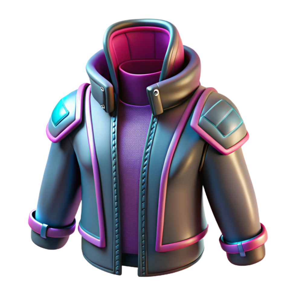 remarkable minimalist Cyberpunk clothing, futuristic fashion, high-tech garments. NO BACKGROUND with Transparent Background. high resolution png