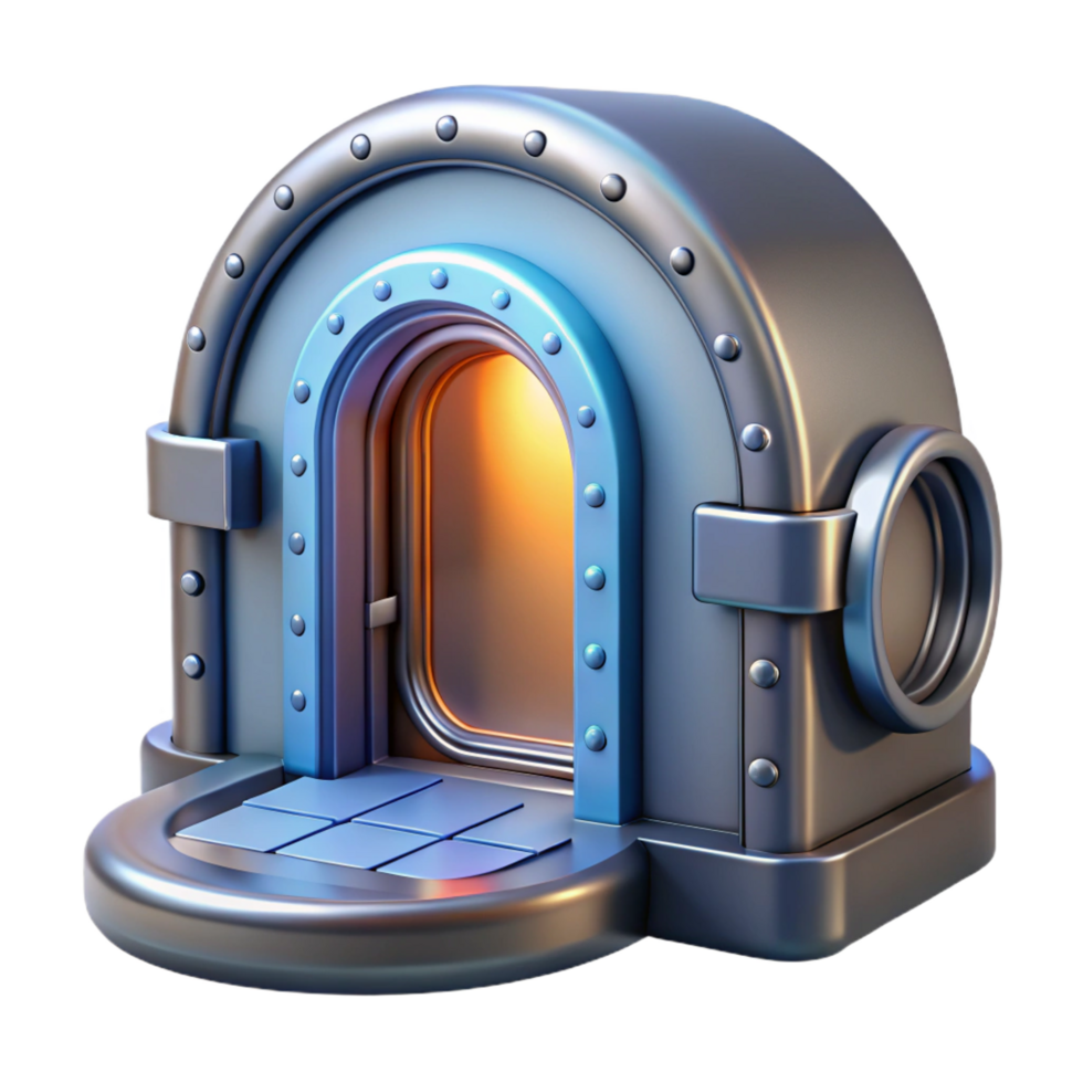 impressive intense urban Spaceship door, futuristic design, airtight seal. NO BACKGROUND with Transparent Background. premium png