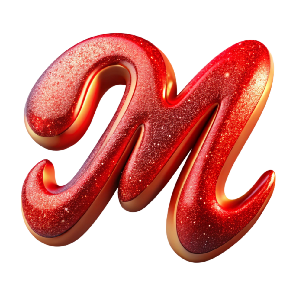 magnificent abstract Red Brush Script Letter M Transparent Background high resolution png