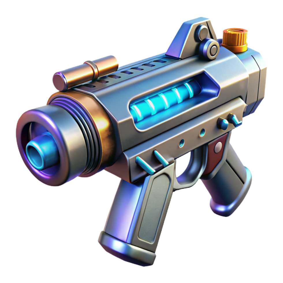 splendid abstract Sci-fi weapon, energy blaster, sleek design, futuristic materials. NO BACKGROUND with Transparent Background. ultra HD png