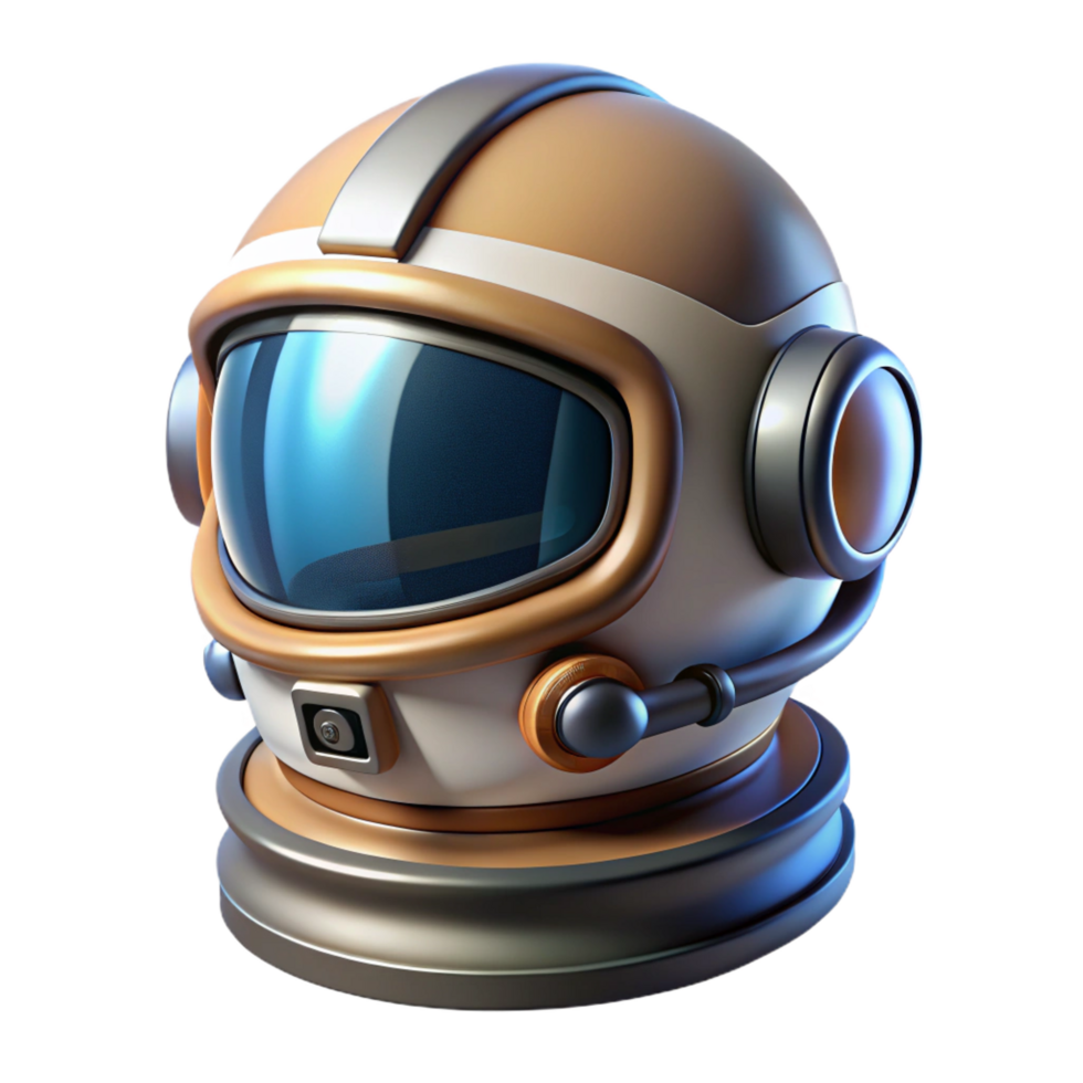 exemplary creative Spacesuit helmet, reflective visor, detailed design, communication device. NO BACKGROUND with Transparent Background. fine detail png