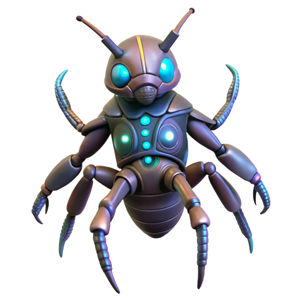 mesmerizing calm geometric Alien insect, chitinous armor, multiple legs, bioluminescent markings. NO BACKGROUND with Transparent Background. authentic png