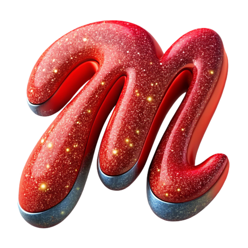 impressive vintage Red Brush Script Letter M Transparent Background premium png