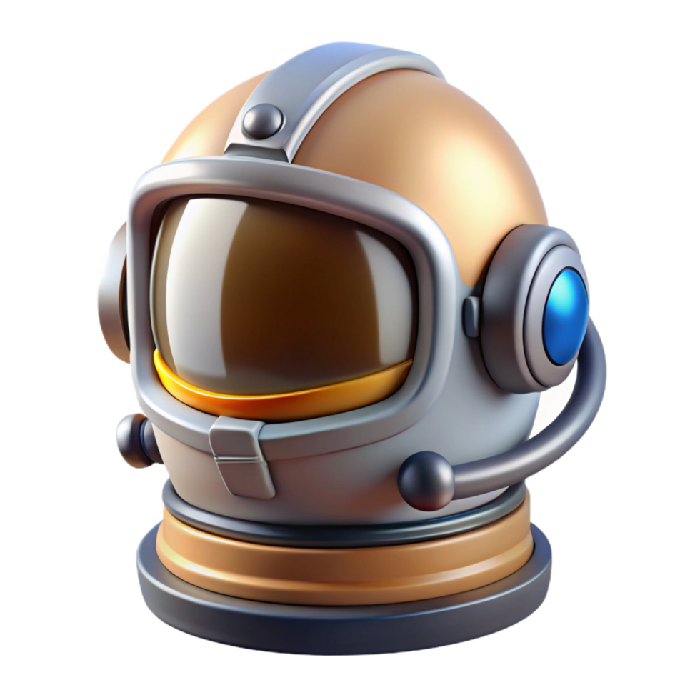 unforgettable creative Spacesuit helmet, reflective visor, detailed design, communication device. NO BACKGROUND with Transparent Background. artisan png
