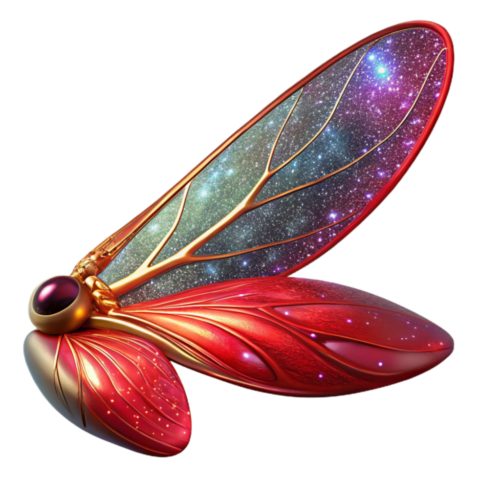 extraordinary abstract Red Dragonfly Wing Fractal Insect Transparent Background high resolution png