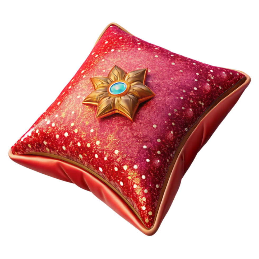 magnificent traditional Red Embroidered Pillow Cutout Transparent Background detailed png