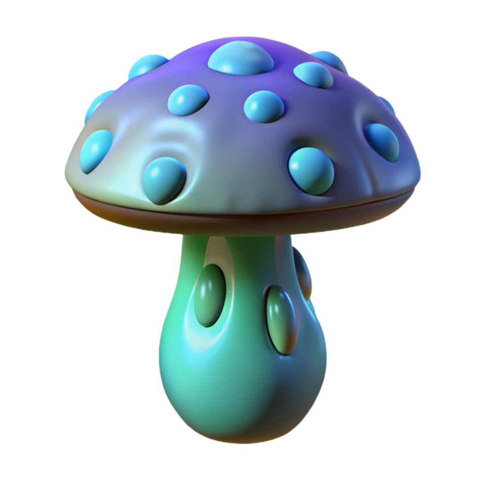 majestic rustic Alien mushroom, bioluminescent, strange shape, otherworldly texture. NO BACKGROUND with Transparent Background. impeccable png