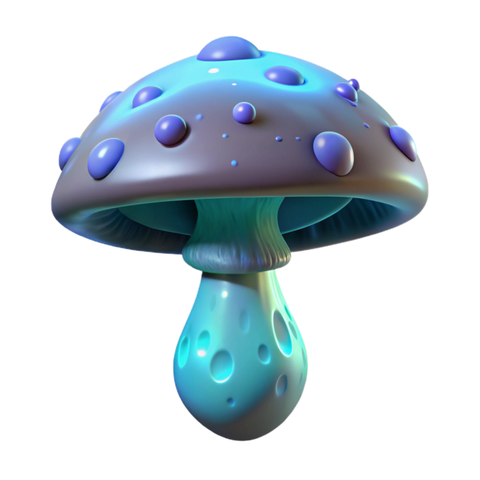 elegant tropical Alien mushroom, bioluminescent, strange shape, otherworldly texture. NO BACKGROUND with Transparent Background. professional png
