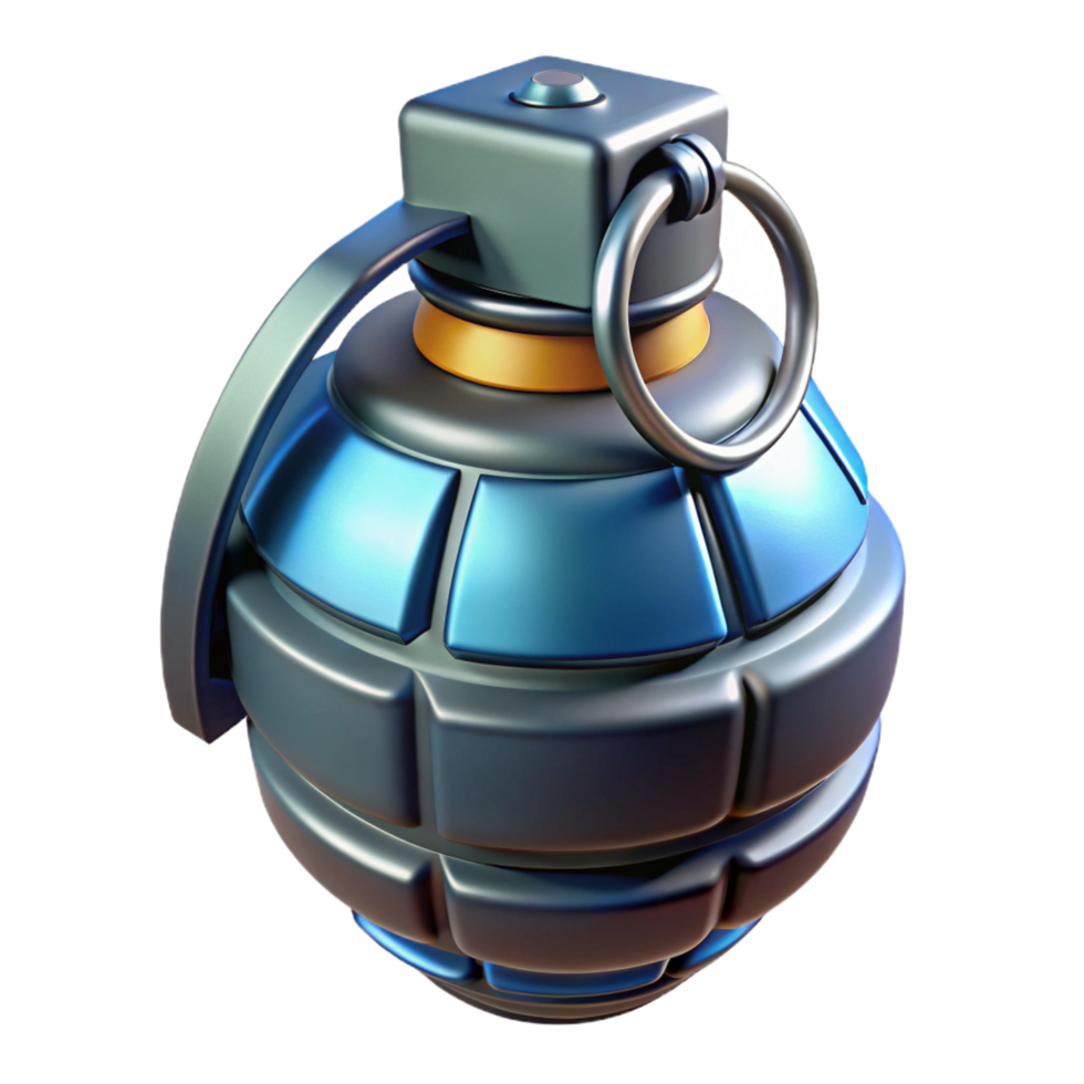 sumptuous dynamic urban Futuristic grenade, sleek design, advanced explosives, dangerous technology. NO BACKGROUND with Transparent Background. original png