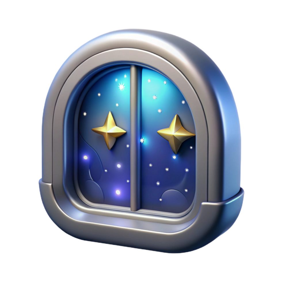 exemplary surreal Spaceship window, futuristic design, view of stars, transparent. NO BACKGROUND with Transparent Background. luxury png