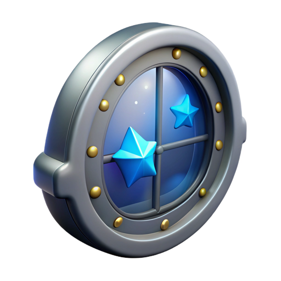 extraordinary gothic Spaceship window, futuristic design, view of stars, transparent. NO BACKGROUND with Transparent Background. crisp png