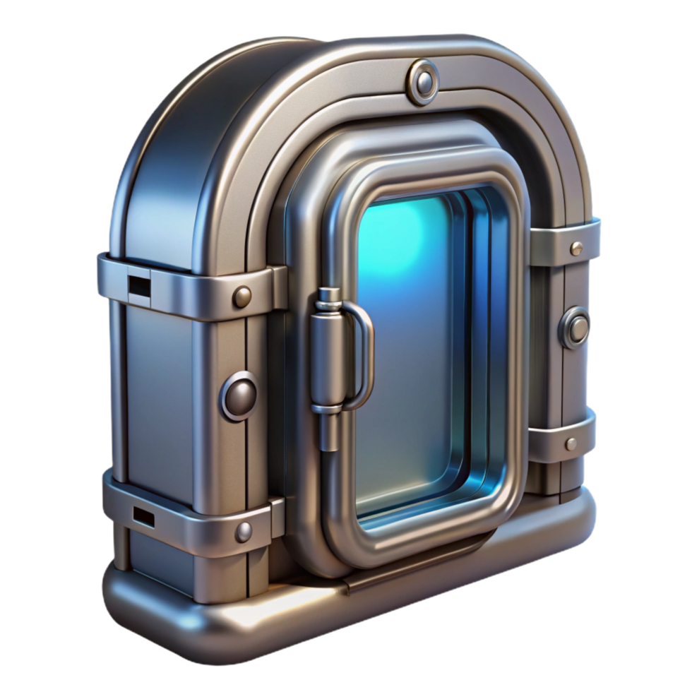 hypnotic distinguished Spaceship door, metallic, futuristic design, airtight seal, secure. NO BACKGROUND with Transparent Background. png