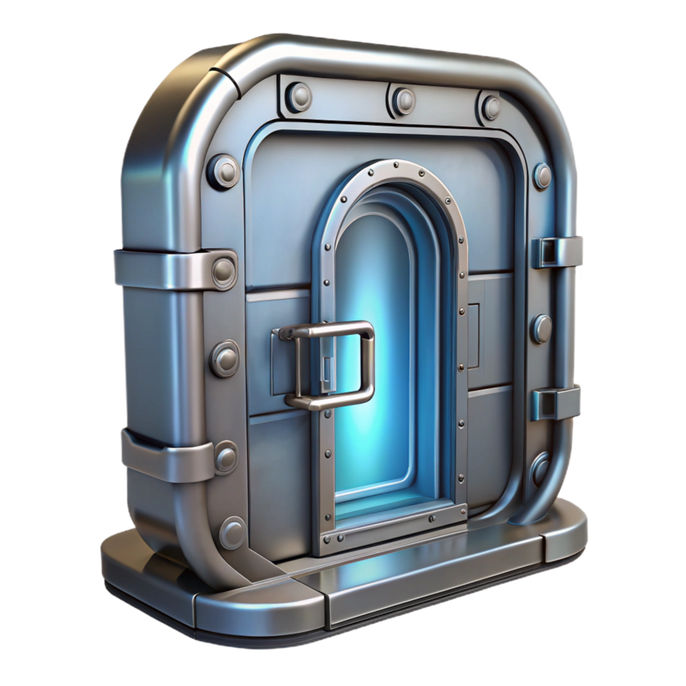hypnotic whimsical rustic Spaceship door, metallic, futuristic design, airtight seal, secure. NO BACKGROUND with Transparent Background. 4K png