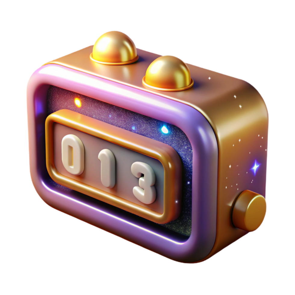 vibrant minimalist Retro Flip Clock with Changing Numbers Isolated high resolution png