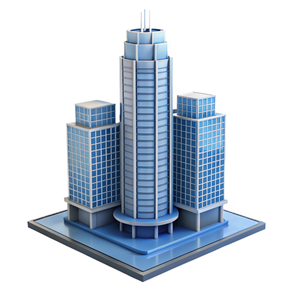 sought-after classic Modern skyscraper architectural model NO BACKGROUND with Transparent Background. authentic png