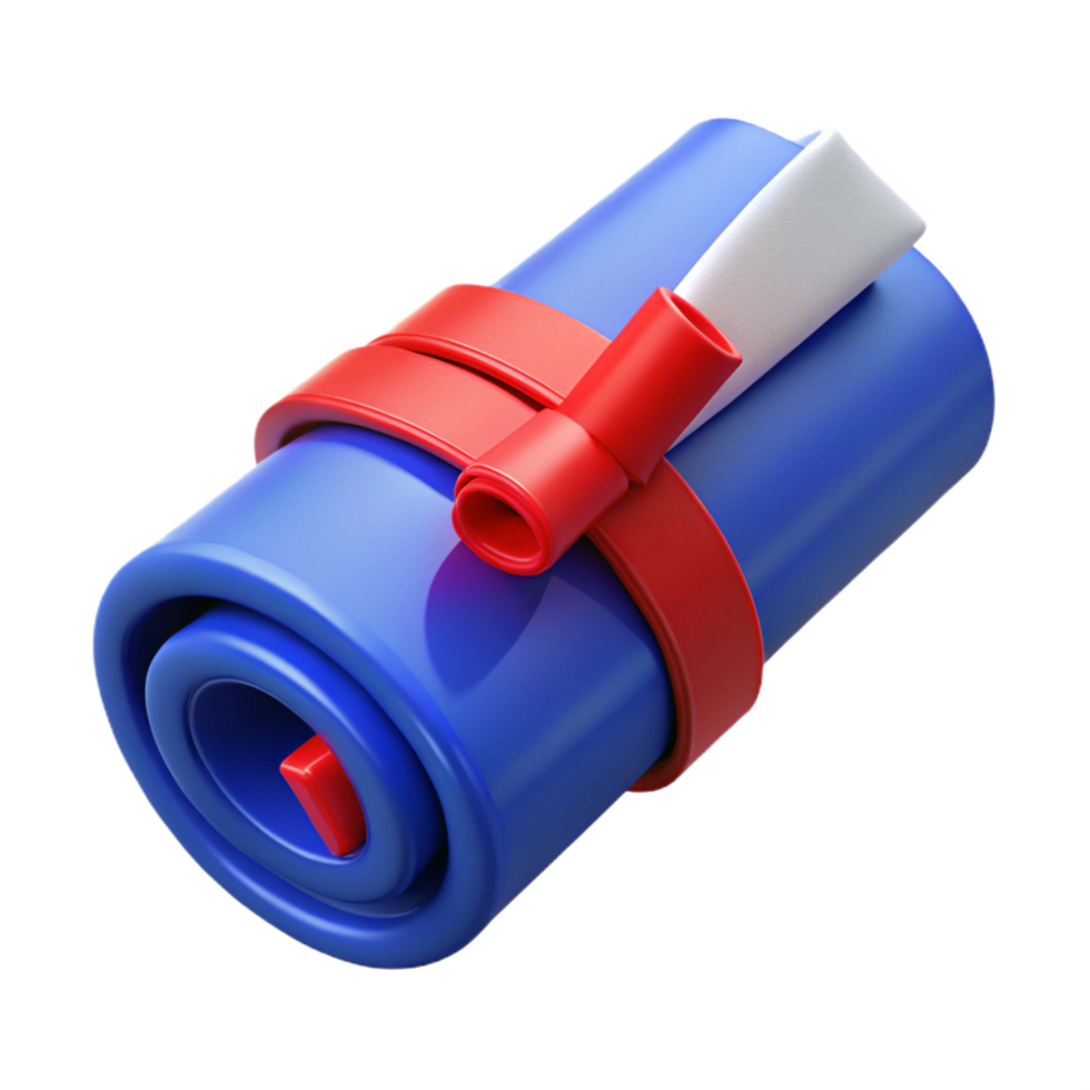 picturesque exemplary Blueprints rolled up and tied with a red ribbon NO BACKGROUND with Transparent Background. png