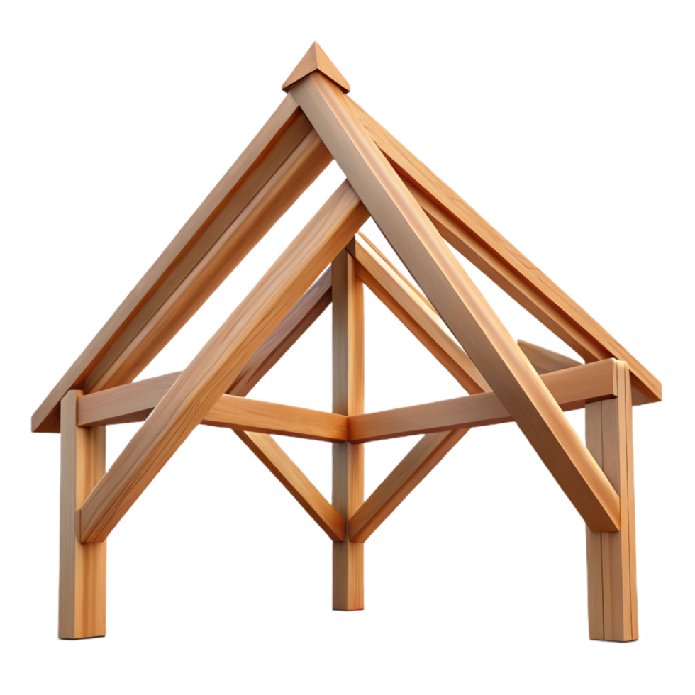 playful dazzling Wooden roof truss NO BACKGROUND with Transparent Background. museum quality png