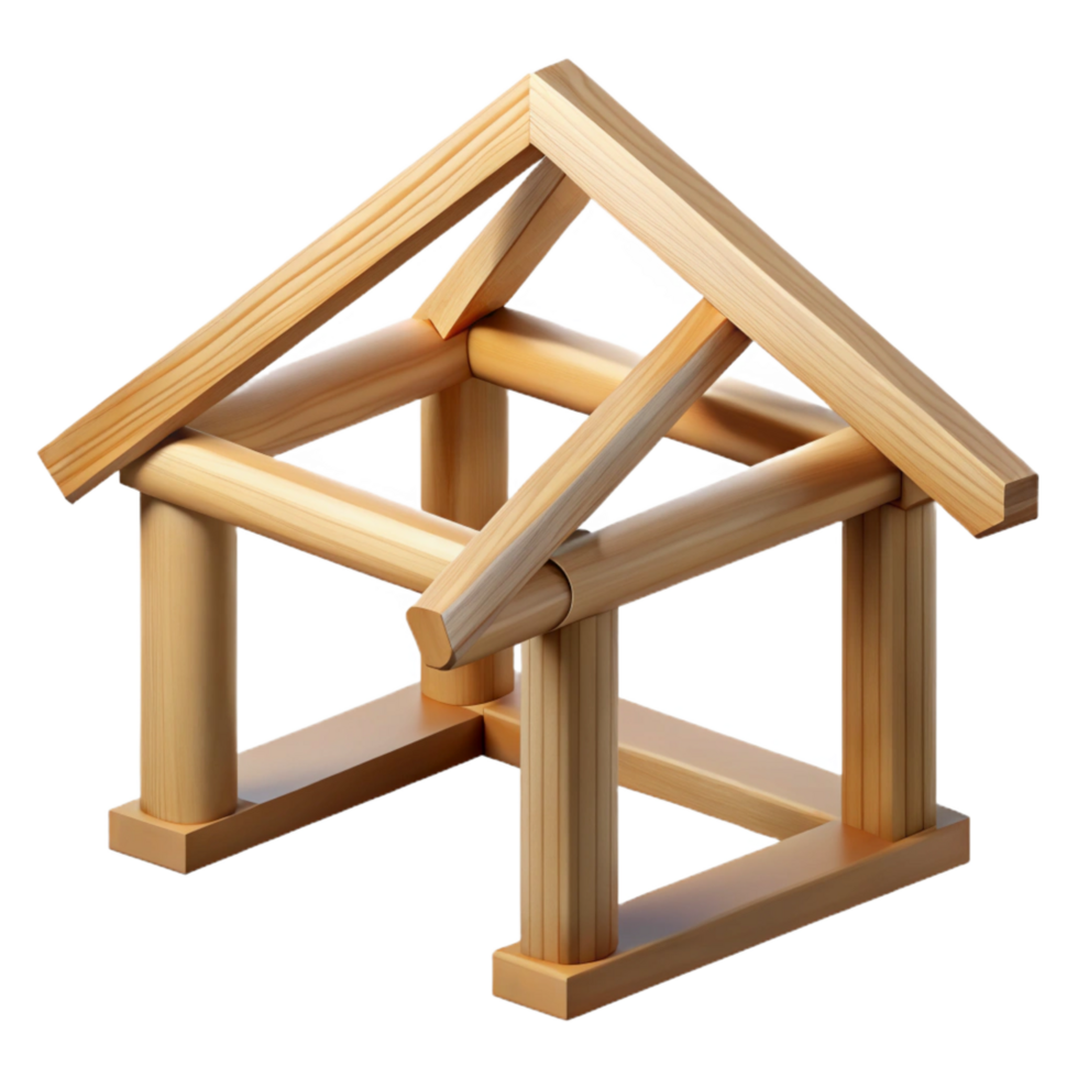 immaculate tropical Wooden roof truss NO BACKGROUND with Transparent Background. ultra HD png