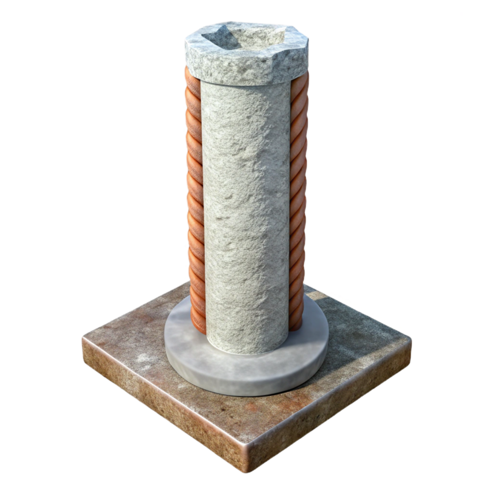 spectacular unforgettable Concrete pillar with rebar exposed NO BACKGROUND with Transparent Background. png