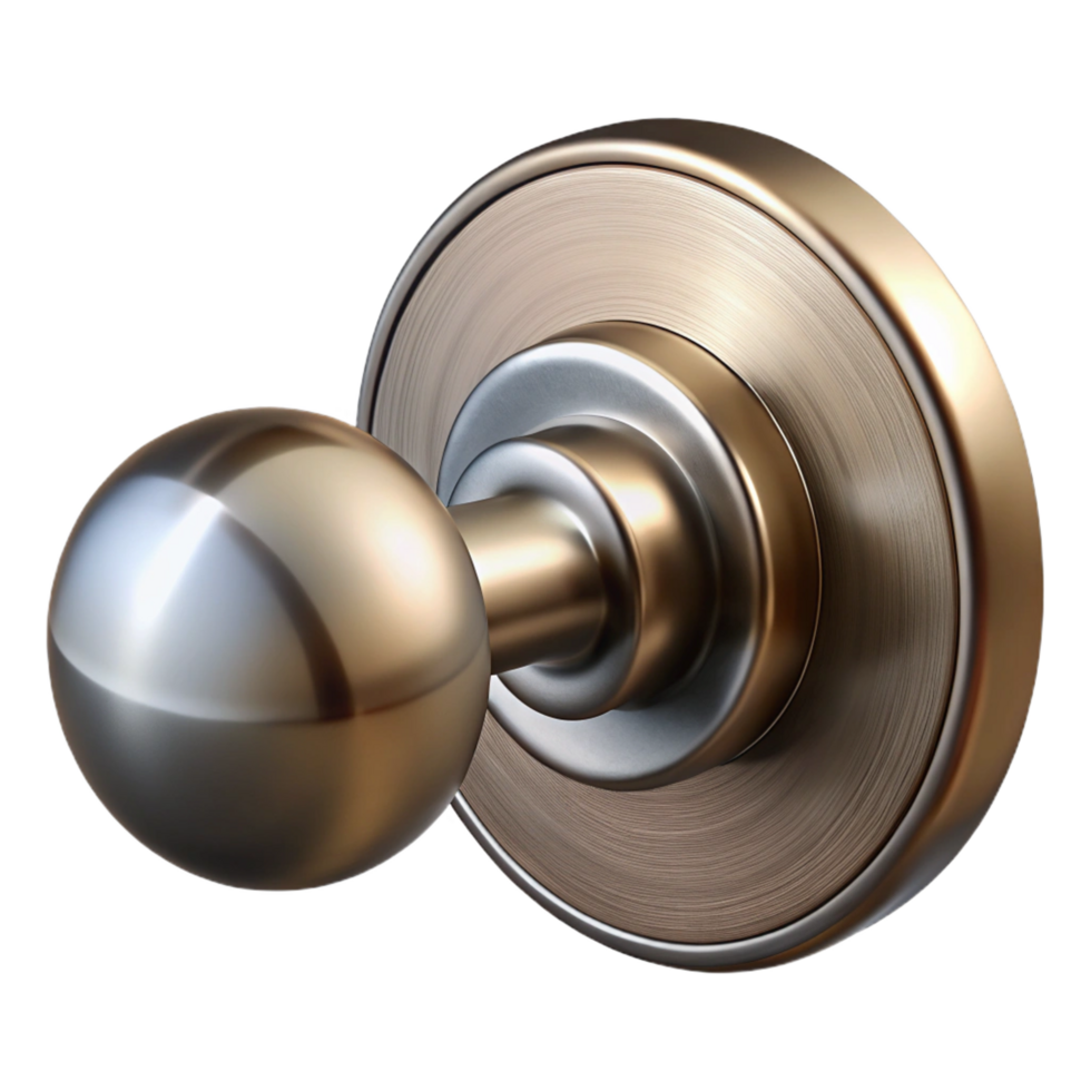 intense hypnotic Door knob made of brushed nickel NO BACKGROUND with Transparent Background. museum quality png