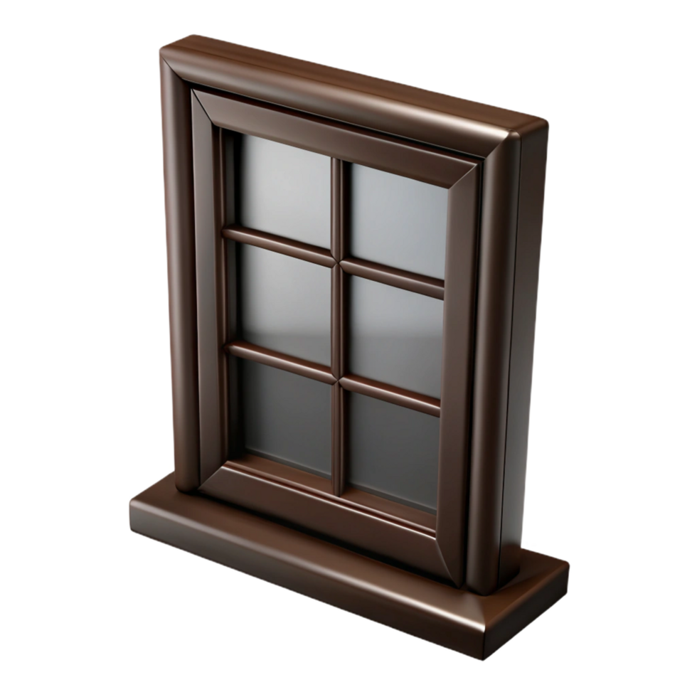 sumptuous exemplary Window frame made of dark wood NO BACKGROUND with Transparent Background. png