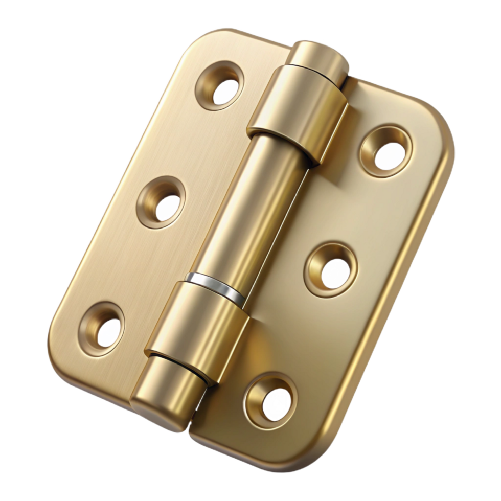 bold vibrant Brass door hinge NO BACKGROUND with Transparent Background. precision png