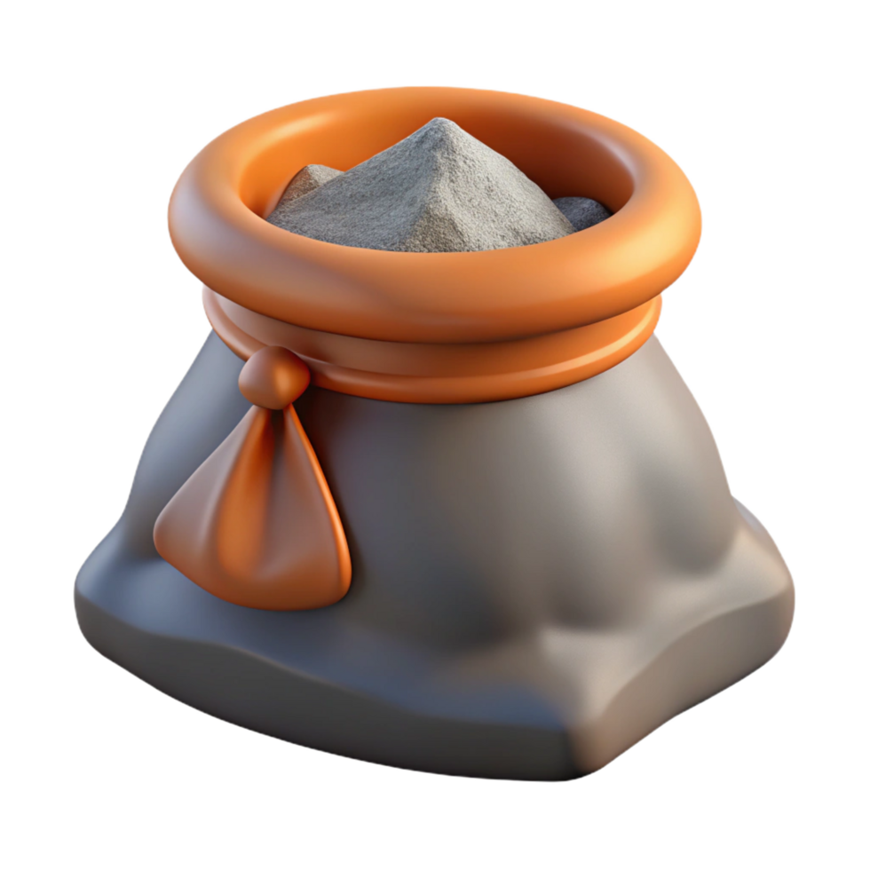 tranquil striking Bag of concrete mix NO BACKGROUND with Transparent Background. fine detail png