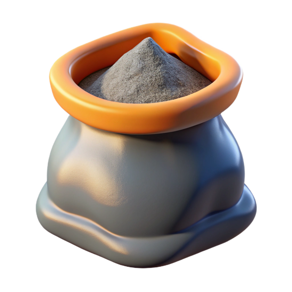 stunning creative Bag of concrete mix NO BACKGROUND with Transparent Background. authentic png
