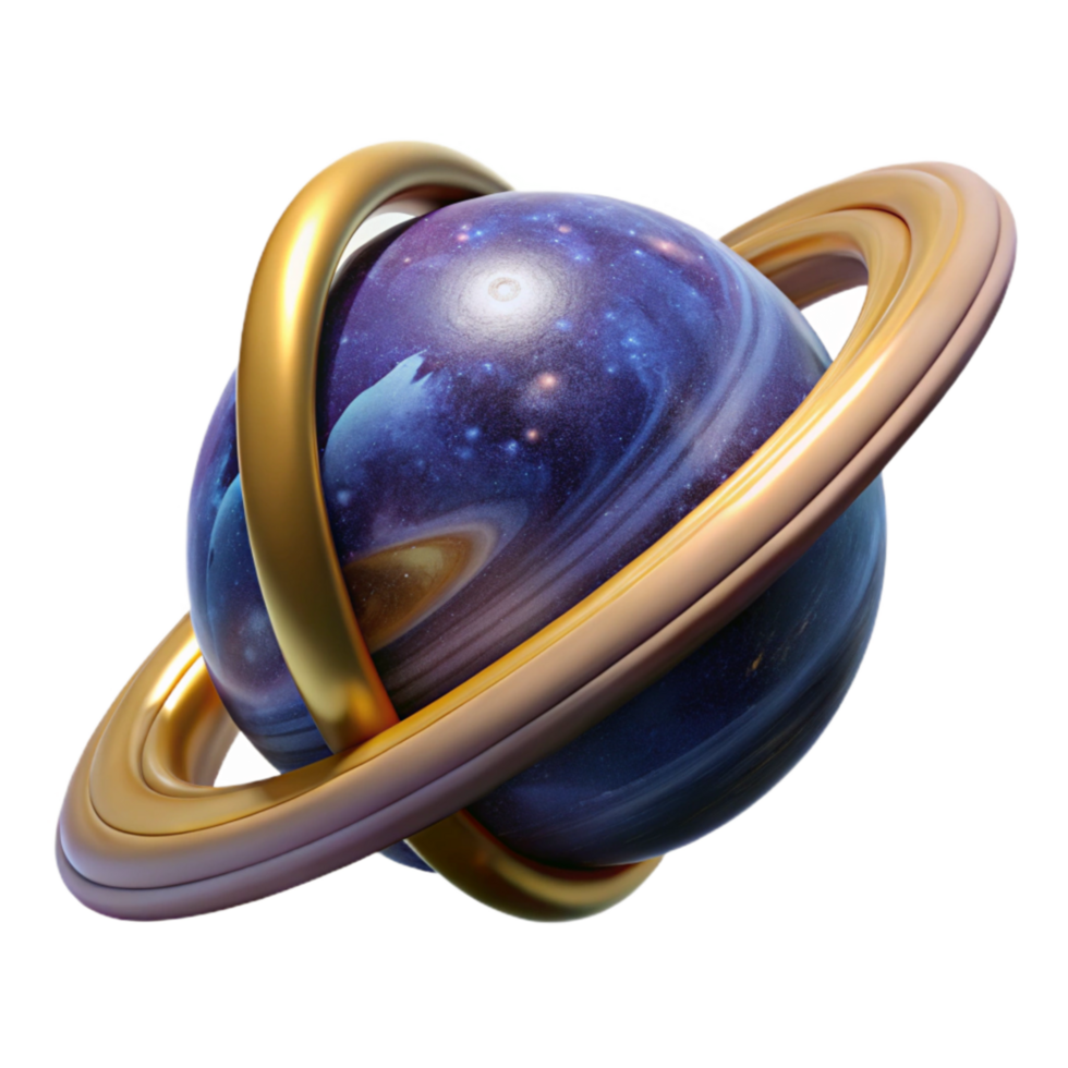 dramatic traditional Rotating Planet with Rings Timelapse Cutout Transparent Background authentic png