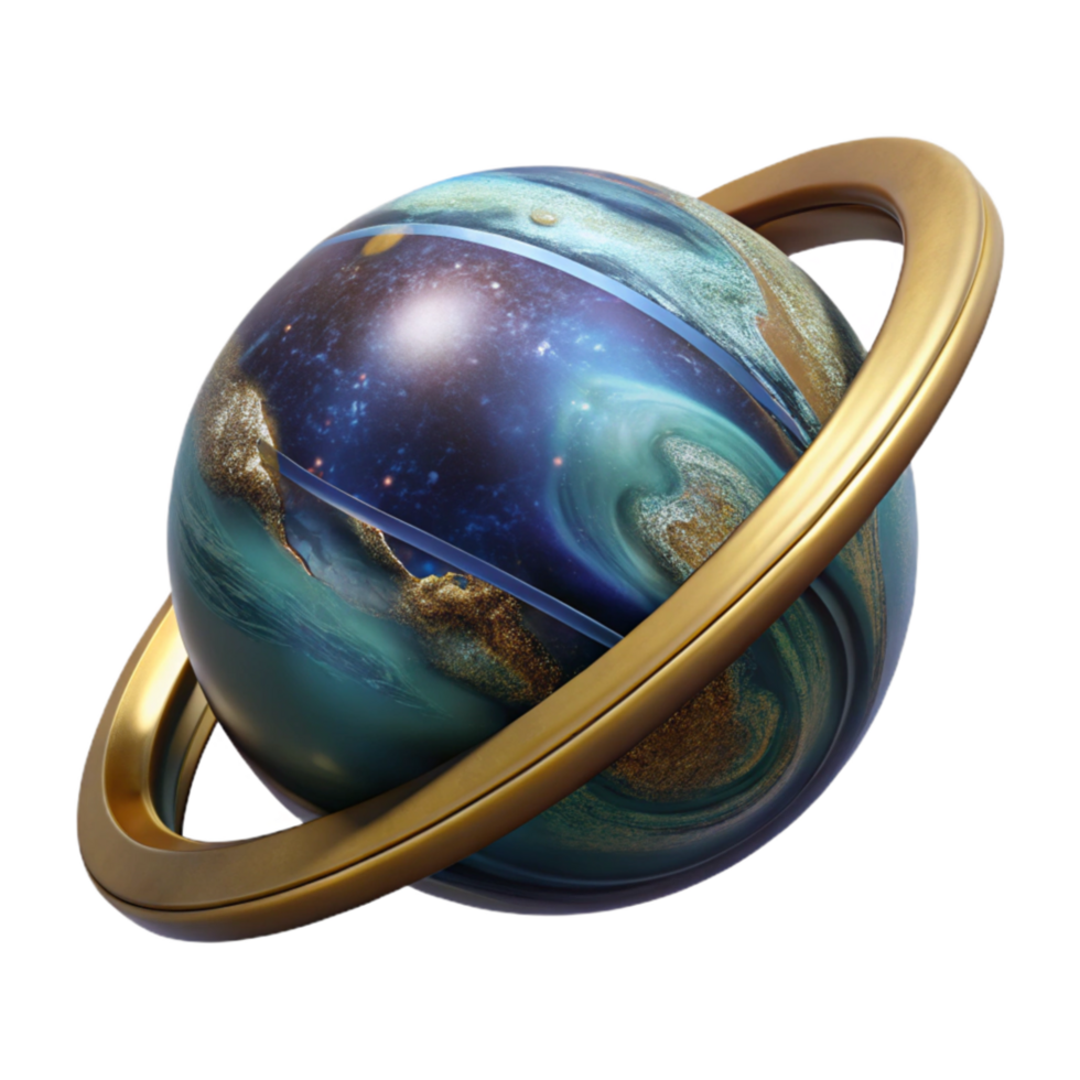 serene rustic Rotating Planet with Rings Timelapse Cutout Transparent Background professional png