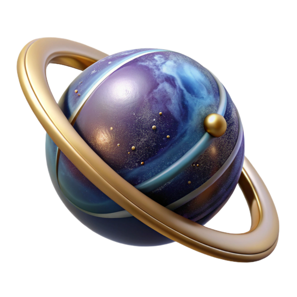 wonderful artistic Rotating Planet with Rings Timelapse Cutout Transparent Background detailed png