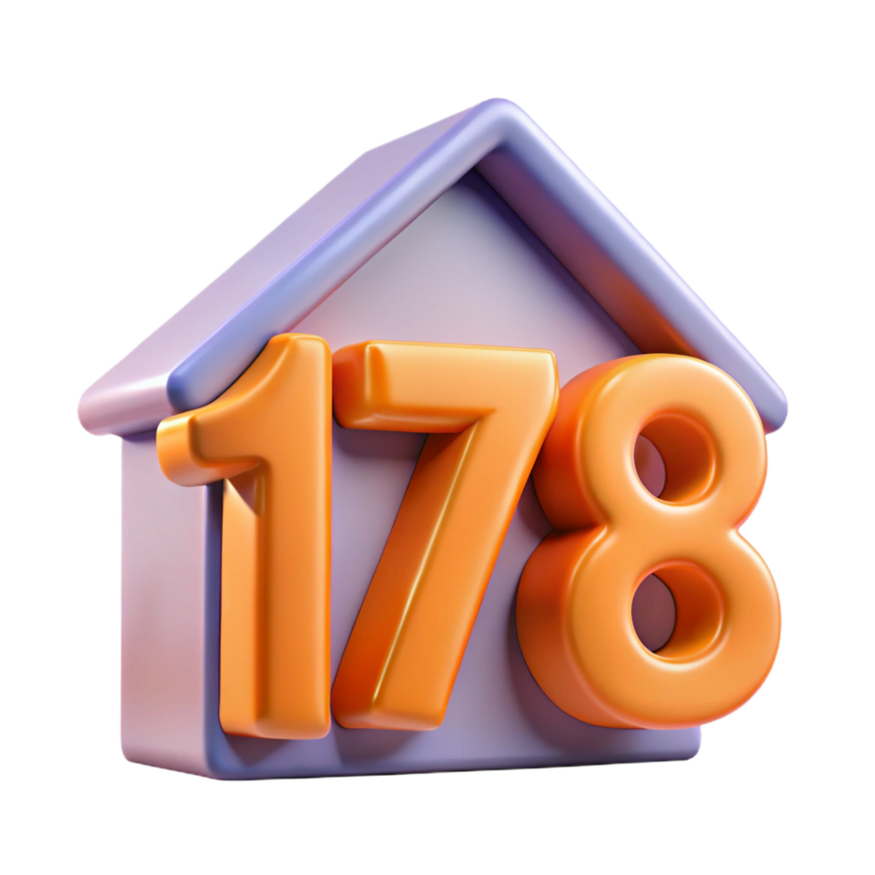 elegant retro House number NO BACKGROUND with Transparent Background. genuine png