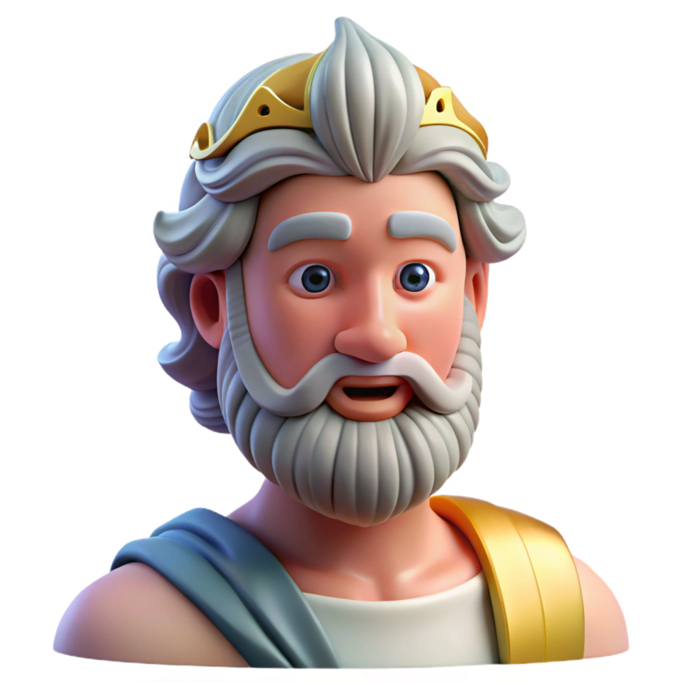 melancholic extraordinary Zeus, King of the Gods, realistic portrait, NO BACKGROUND with Transparent Background. professional png