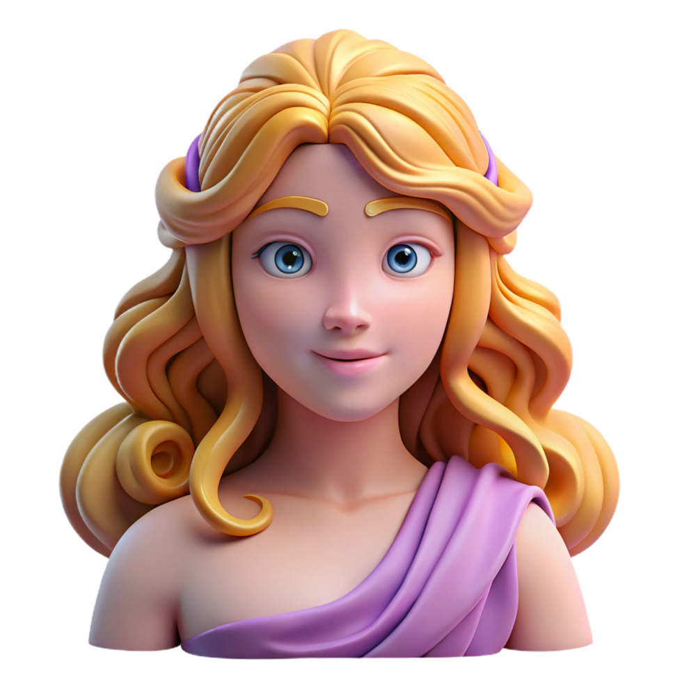 energetic mesmerizing Aphrodite, Goddess of Love and Beauty, flowing hair, NO BACKGROUND with Transparent Background. museum quality png