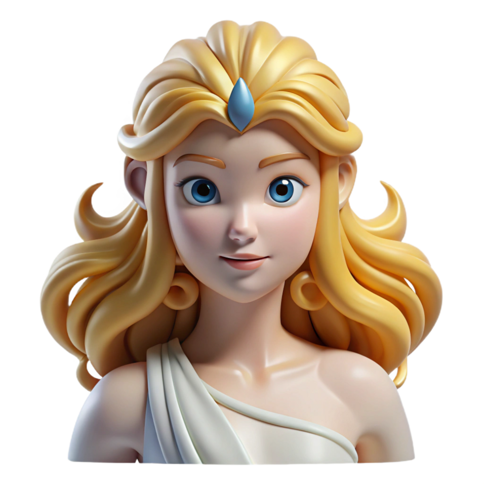 signature surreal Aphrodite, Goddess of Love and Beauty, flowing hair, NO BACKGROUND with Transparent Background. 8K png